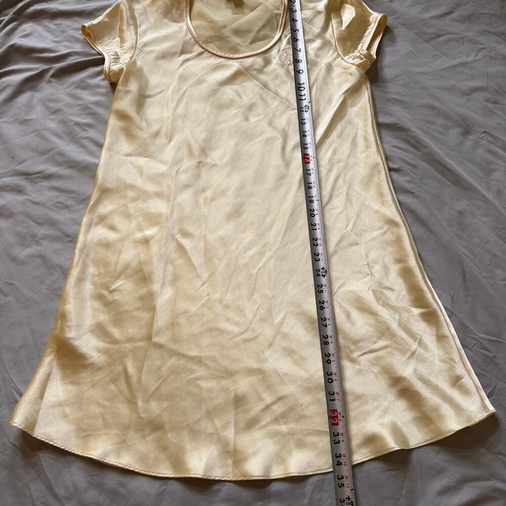 Jones New York Satin Sleep Shirt Nightgown Size Large Cream Yellow Cap Sleeve - Picture 8 of 11